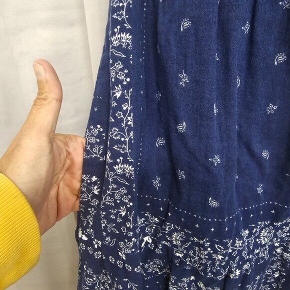 Universal Thread Dress Women Blue Floral Bandana Strapless Midi Tiered Boho XL - Picture 4 of 9